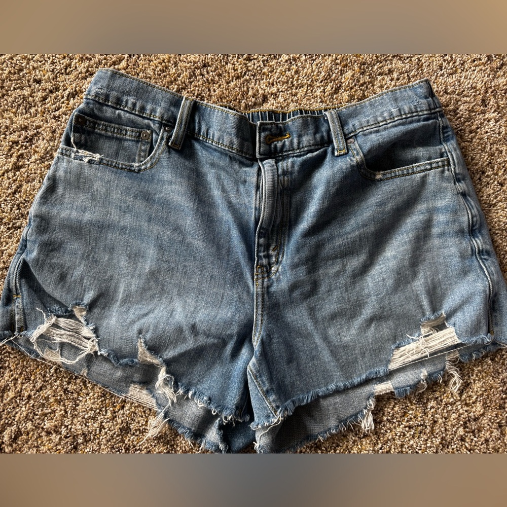 aerie Light Blue Distressed Denim Shorts